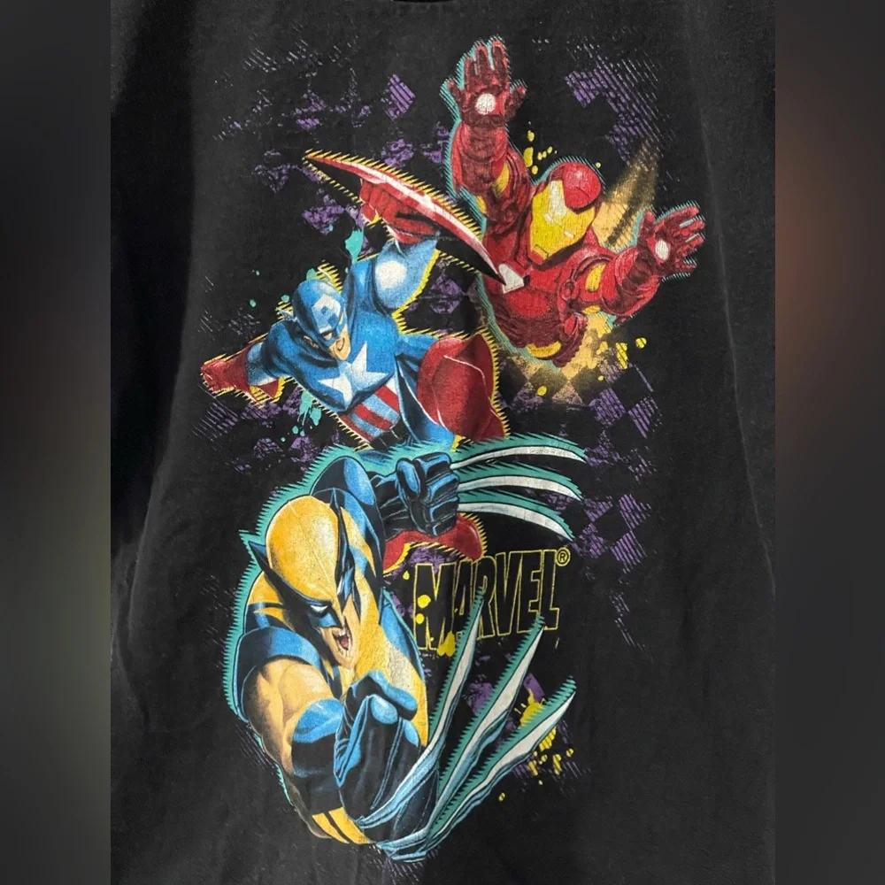 Vintage Y2K Marvel Ironman Wolverine Captain America L/S Shirt Youth Small‎